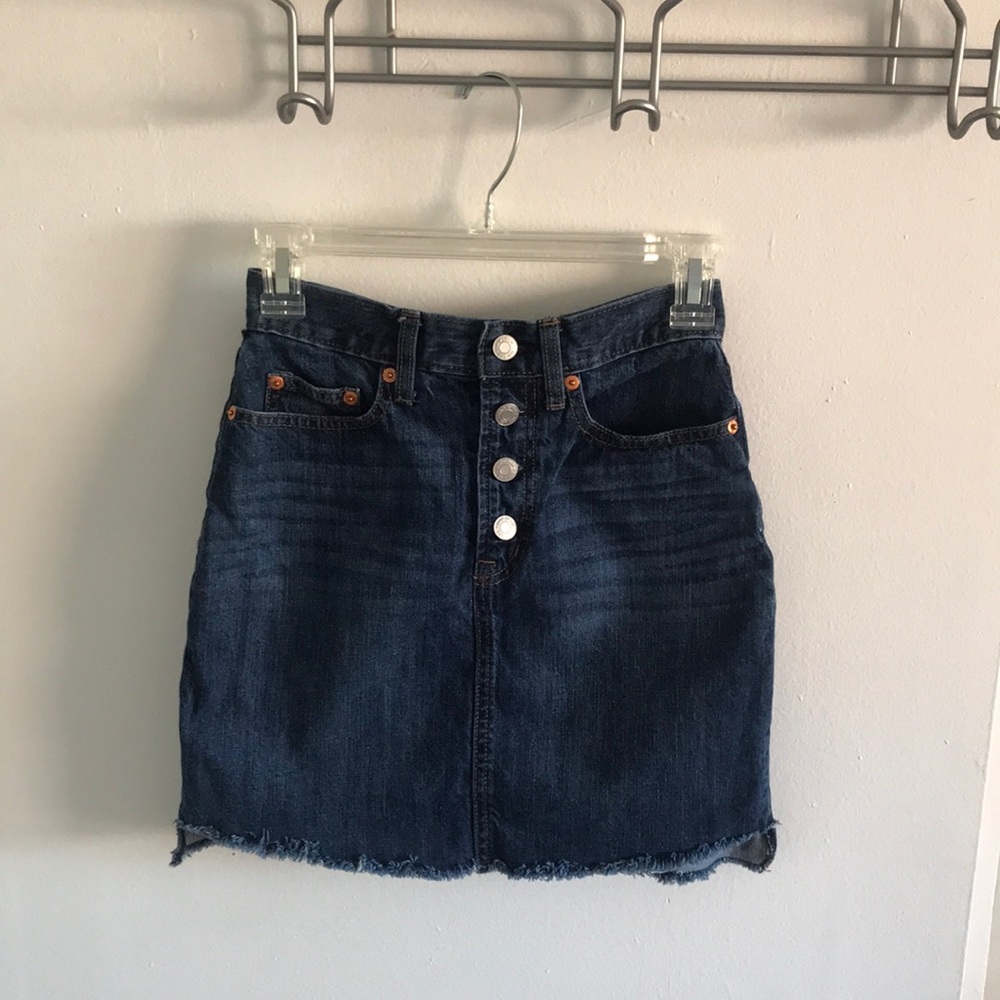 1 5 pocket button front denim skirt